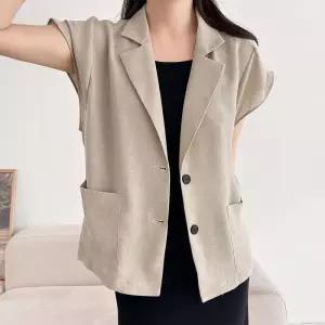 [신상오픈런]여성 여름 하객 패션 포켓 반팔 세미 오버핏 재킷 (36189904)