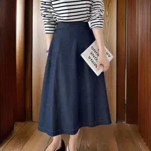 [신상오픈런]여성 스티치 A라인 데님 롱치마 여름밴딩 스커트 (32623730)