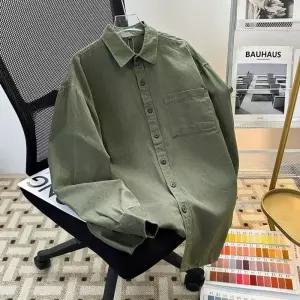 남자 가을 이너 셔츠 솔리드 긴팔 강풍 루즈핏 빅사이즈 쿠바 OP3