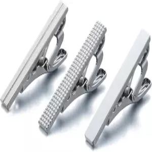 어나더 키스 남성용 패션 합금 메탈 1.5인치 스키니 타이 클립 3개 세트