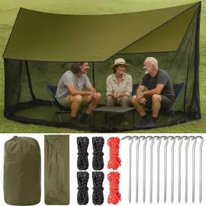 해먹을 위한 빈크림 스크린 하우스 여름에 카누 피크닉 하이킹 해변 뒷마당 야외에서 모기장 휴대용 방수