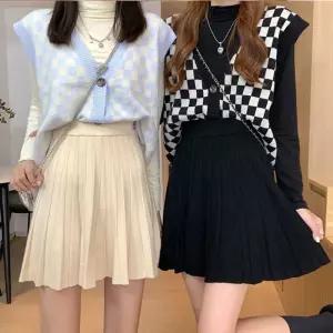 허리밴딩 주름 니트 플리츠 미니 스커트 HH-A81 XOZ9+7soQ