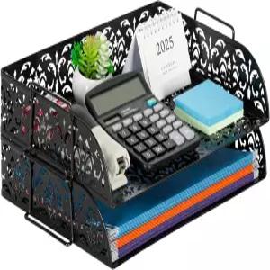 책상용 EasyPAG 종이 정리함 2단 적층형 트레이 A4 합법 크기 폴더용 금속 파일 저장 데스크탑 홈 오피스