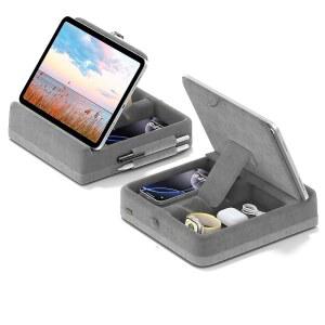 수납형 KDD 태블릿 베개 스탠드, 접이식 홀더, 각도 조절 가능한 소프트 패드 도크, 스타일러스 마운트, 프로 12.9, 10.5, 11, 에어, 미니, 휴대폰, 도서 포함