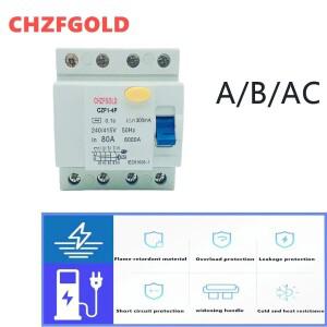 CHZFGOLD CZK6 RCCB 5-4P 16A 25A 32A 40A 63A 80A 100A가정용 건설용 잔류 MCBHotSale ELCB RCD 태양광 발