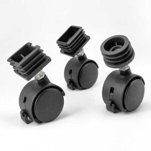 4-20개 플라스틱 조절식 발 패드 브레이크 20mm-50mm 사각 튜브 원형 슬라이딩 휠 슬리브 가구 다리 충격