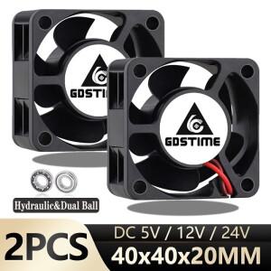 2PCS Gdstime 40mm 24V 12V 5V 팬 4020 미니 컴퓨터 케이스 냉각 DC 브러시리스 볼 베어링 슬리브 4cm 40x4