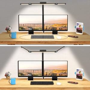 클램프 3 헤드 자동 디밍 분위기 조명 사무실 컴퓨터 Dest에 대 한 LED 테이블 램프와 24W 울트라 브라이