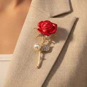어머니 진주 장미브로치 중년여성 정장 큐빅
