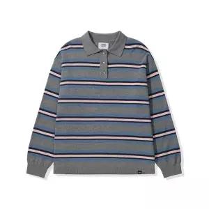 [매장정품] [코드그라피]코드그라피 스트라이프 카라 니트 그레이 CBFSWKL10