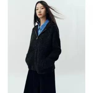 [매장정품] STUDIO TOMBOY 헤어리 집업 포인트 후디 가디건 _챠콜_9105451112 2509479037