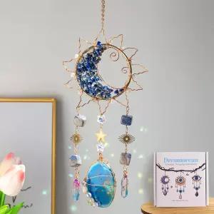 크리스탈 선 캐처 드림오션 캐처스 실내 창문에 게이트 슬라이스 홈 명상 크리스마스 자동차 장식파란색