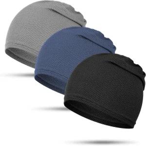 투크노우 남성용 통기성 해골 모자 얇은 메시 비니 달리기 사이클링 축구 헬멧 라이너 블랙 그레이