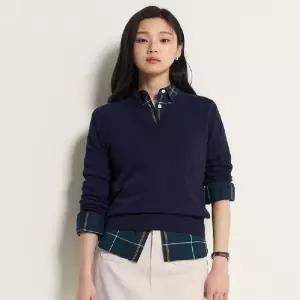 [백화점정품] 26년NEW 빈폴레이디스 빈폴 BEANPOLE [Essential] 코튼 V넥 풀오버 - 네이비 BF6151E01R