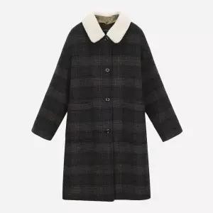 [백화점 정품] 써스데이아일랜드 털 카라 탈부착 체크 롱 코트 T258MCT238W