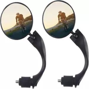 바 엔드 자전거 거울 핸들바 2개 360도 회전 스크래치 방지 HD 유리 볼록 렌즈 백미러 안전한 산악 도로