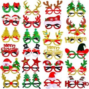 크리스마스 파티를 위한 24가지 디자인 장식 액세서리가 포함된 Max Fun 24pcs 글리터 파티 안경 프레임