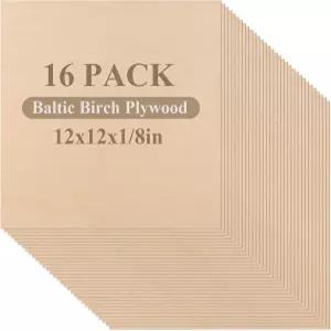 16개의 발트 자작나무 합판 1/8인치 시트 12인치 x 두꺼운 미완성 목재 DIY 프로젝트 드로잉 페인팅 나무