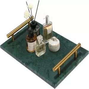 구리 색상 금속 손잡이가 있는 대리석 스톤 장식 향수 트레이 카운터 배니티 서랍장 나이트스탠드 및