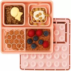 흡입 컵이 있는 바이트사이즈 크리에이션 고양이 및 개 핥기 매트 - 2-in-1 실리콘 패드 퍼즐 피더 불안