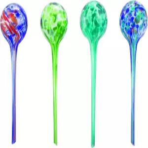 Wyndham House 4개입 물뿌리개 글로브 세트 다채로운 수제 유리 식물 물주기 시스템