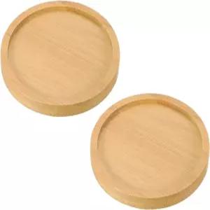 파티킬 대나무 나무 접시 2팩 3.5인치 원형 식물 배수 트레이 분재 다육 냄비 가정용 발코니
