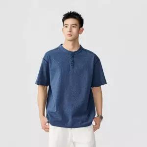 남성 반팔티 헨리넥 순면 사계절 빈지 상의 캐주얼 트렌드 A18Z2M 모두2