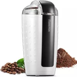 커피 그라인더 3.5온스 대용량 전기 원터치 및 스파이스 스테인리스 블레이드 클리너 브러시 가정용 스푼