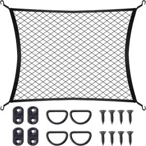 SUV 리어 트렁크 침대 네트용 고정 후크 D-링 러기지 커버가 있는 MWMNUN 탄성 카고 네트 넷 스트레치블