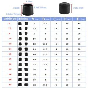 4-16개 고무 원형 의자 다리 패드 6-32mm 가구 테이블 엔드 플러그 무소음 미끄럼 방지 바닥 보호 캡 발