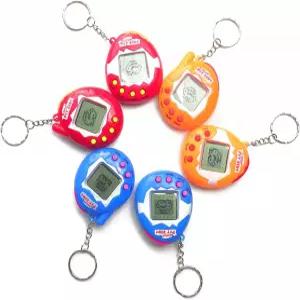란항키 6피스 가상 전자 디지털 애완동물 열쇠고리 게임 키링 레트로 핸드헬드 머신 90년대 소년 소녀용