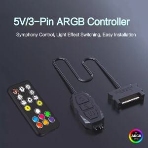 Coolcirc ARGB 컨트롤러 5V 3 핀-SATA 전원 공급 장치, 미니 핀 허브, 컴퓨터 CPU 케이스 선풍기 LED 조명