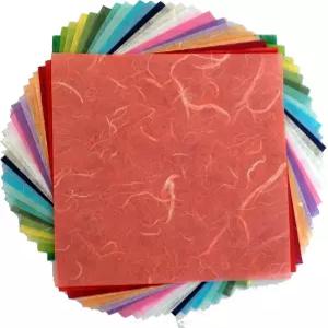 멀버리페이퍼스탁 100매 6x6인치 종이접기 사각형 종이 25가지 색상 양면 일본식 접이 공예품