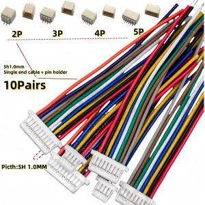 10Pair 1.0 1.25 2.0 2.54 SH/JST/ZH/PH/XH 암 플러그 커넥터(와이어 2/3/4/5/6/7/8/P 핀 포함)