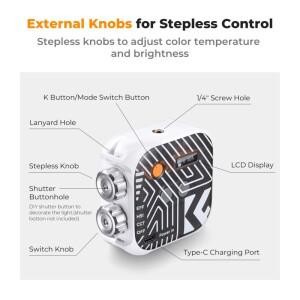 K& F CONCEPT 포켓 RGB 비디오 조명, 마그네틱 LED 필 라이트, 화상 회의 2500K-9900K 디밍 가능, 21 가지