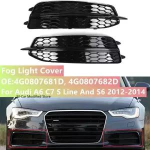 호환  Audi A6 C7 S 라인 2011-2014 교체용 안개등 베젤 그릴 전면 범퍼 안개등 그릴 커버 4G0807681D 4G08