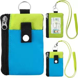 ZHOMA 미니멀리스트 남성용 지퍼 포켓 2개 포함 열쇠고리 및 카드 홀더가 있는 다기능 ID 케이스 소년 소녀