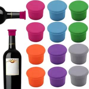 12 PCS 실리콘 와인 스토퍼 재사용 가능한 세이버 씰러 커버 샴페인 음료 스파클링 맥주 보관소를 신선하게