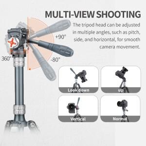 XILETU 알루미늄 퀵 릴리스 삼각대(360 포함) ° DSLR 및 미러리스 카메라 야외 여행 동영상 블로그에 완