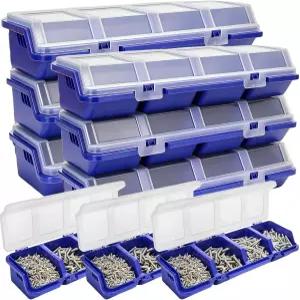 뚜껑이 있는 Tlence 6팩 나사 정리함 4칸 작은 부품 상자 플라스틱 하드웨어 보관 용기 차고 너트 볼트