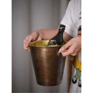 식 아이스 버킷 황동 샴페인 얼음 스텐 쿨러 통 양동이 수제 바스켓 파티 맥주 와인 양주