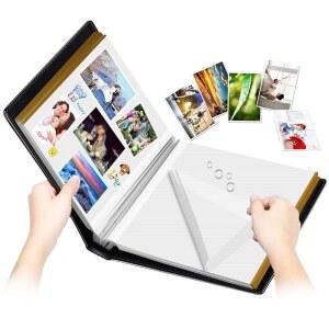 1DOT2 사진 앨범 셀프 접착, 100페이지 스티커 페이지, 가죽 커버, 크리스마스 선물용 마그네틱 스크랩북 가족 앨범, 생일 결혼식 추억 포토북 4X6, 5X7, 6X8 8X10 빅 블랙