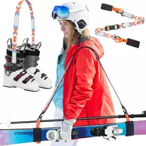남성용 쿠셔닝 어깨 조절식 슬링이 있는 소울첸 2팩 스키 캐리어 스트랩 부츠 세트 여성용 장비 액세서리