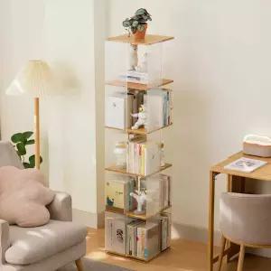 아크릴 회전 책장 틈새 전면 북타워 원목 거실 선반