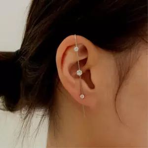 빅 큐빅 장식 크롤러 후크 긴 이어커프 럭셔리 트렌디