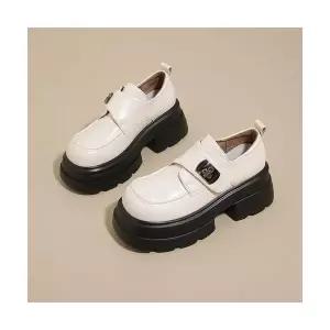 여성 플랫워커 소가죽 진피 통굽 학생 로퍼 메탈릭 OP5