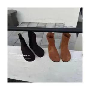 여성 플랫워커 소가죽 리얼 빈티지 스크럽 라운드 앵클 부츠 플랫폼 버켄 플랫 워커 OP5