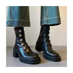 여성 플랫워커 양가죽 스틸레토 와펜 슬림핏 워커 통굽 앵클부츠 뒷지퍼 소프트 무음부츠 OP5