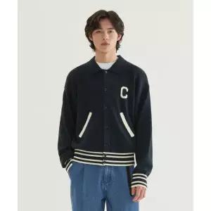 커버낫 COVERNAT C 로고 니트 바시티 자켓 네이비 CO2601KT03NA 440447