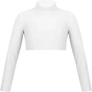 진시아오 소녀 스포츠웨어 운동 치어리딩 터틀넥 체조 티셔츠 크롭탑 발레 댄스 퍼포 운동용